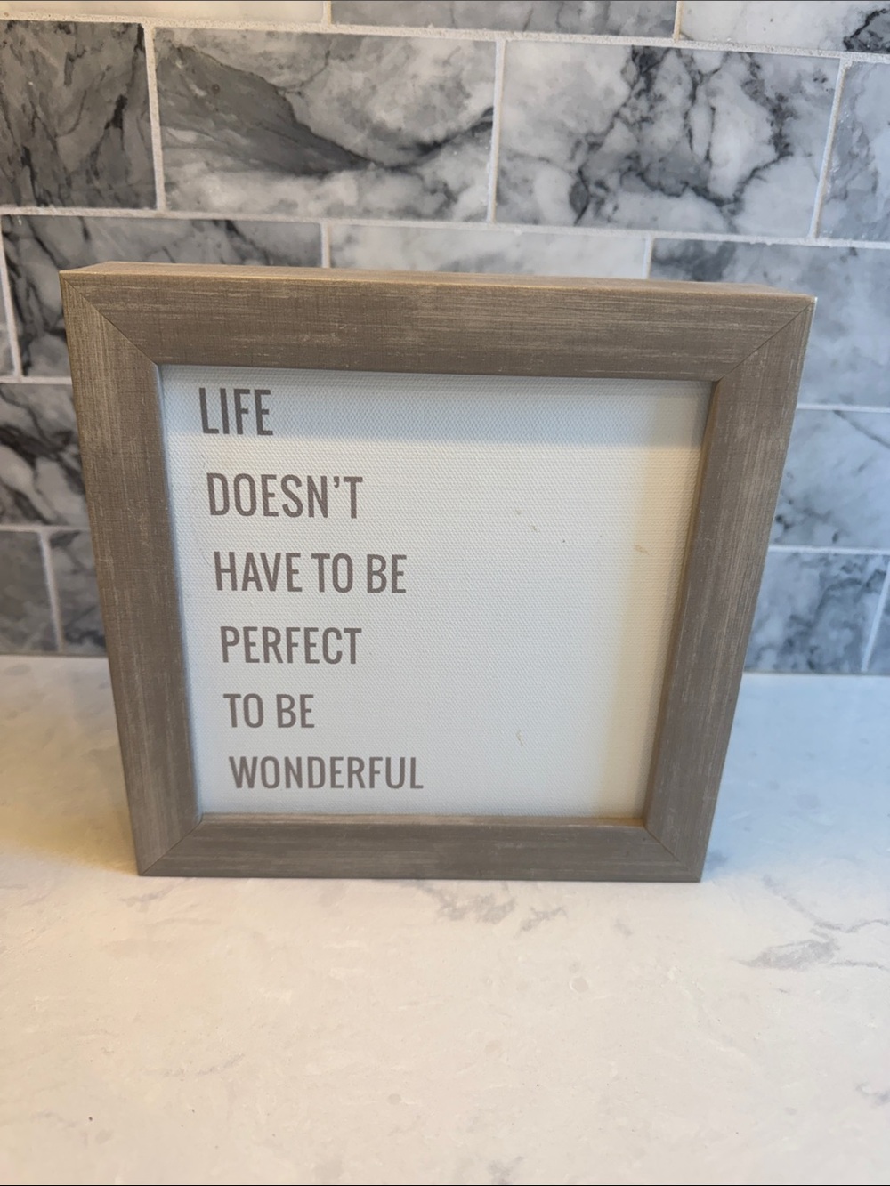 Framed Inspirational Wall Art - Gray "Life Doesn't Have to Be Perfect"